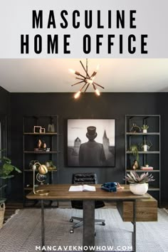 home office for men masculine Random Space In Home, Mens Home Office, Dark Office, Masculine Office, Cool Office Space, Office Decor Professional, House Office