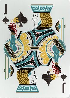 the back side of a playing card with an image of a man wearing a crown