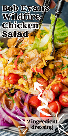 a person is holding a fork over a salad