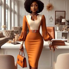 Retis couture AI designs Flare Dress Outfit Classy, Official Dresses, Afrocentric Fashion, Business Attire Women