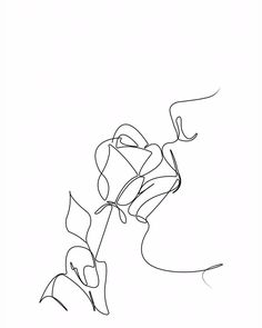 a black and white drawing of a rose