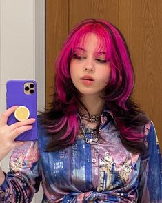 Pink And Black Hair, Cute Hair Colors, Hair Color Streaks, Halo Hair, Hair Color Pink, Dye My Hair