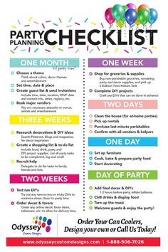 the party checklist is displayed on an iphone screen, and it's full of colorful