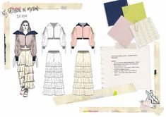 the paper doll is showing different types of clothes and clothing items, including skirts, sweaters, and jackets