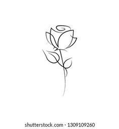 the outline of a single rose flower on a white background with black lines in it