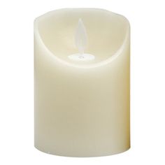 a white lit candle on a white background