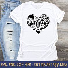 a t - shirt with the words harry potter and hermione's heart