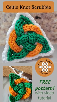 crochet celtic knot scribble pattern with video instructions for beginners to make