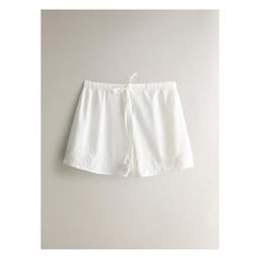 Cotton shorts with an elastic waistband and adjustable drawstrings. Matching embroidery. White Drawstring Pajama Shorts For Summer, White Drawstring Bottoms For Daywear, Drawstring Bottoms Shorts For Daywear, White Cotton Bottoms With Embroidered Hem, Casual Embroidered Hem Bottoms For Summer, Casual Summer Bottoms With Embroidered Hem, Zara Bottoms With Floral Embroidery For Summer, Zara Floral Embroidery Bottoms For Summer, Embroidered Cotton Bottoms For Daywear