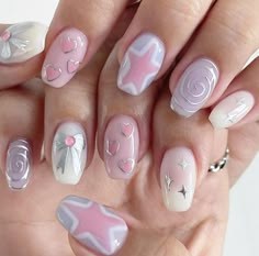 Her Nails, Nail Sets, Kawaii Nails, Star Nails