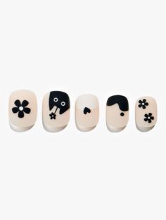 Simple Nails Pattern, Cute Simple Press On Nails, Cats Nails Design, Nail Ideas Cat, Short Nail Designs Matte, Cute Cat Nail Art, Cat Design Nails, Easy Nail Art Short Nails, Short Press On Nail Designs