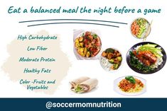 The night before a game, you’ll want to eat a complex carbohydrate rich meal with moderate protein and low fat. Generally, you should limit foods high in fat and fiber since these slow down digestion and may reduce the amount of carbohydrates your body can store. 

Additionally foods that are unfamiliar, high in fat and high in fiber can cause GI upset leaving you with a stomach ache, bloating, gas or nausea. 

Basically, you want to stick to foods you know and like so you ensure that you eat enough and know how they’ll make you feel hours later. And if you’re traveling, you’ll want to check out our tips for making healthy choices at restaurants. Making Healthy Choices, Whole Wheat Crackers, Eat Enough, Chicken Pita, Wheat Crackers, High In Fiber, Complex Carbohydrates