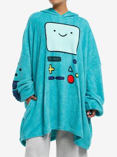 Adventure Time BMO Fuzzy Oversized Hoodie | Hot Topic Adventure Time Stuff, Adventure Time Accessories, Adventure Time Blanket, Adventure Time Pb Outfits, Adventure Time Hoodie, Adventure Time Merch, Adventure Time Clothes, Girls Loungewear, Time Clothes