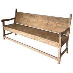 a wooden bench sitting on top of a white background