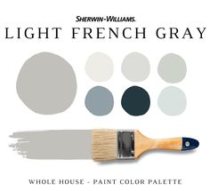 a paint brush with the words, sherylin williams's rainwashed whole house - paint color palette