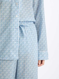 Our light, pure cotton pyjamas are perfect when the temperature rises. Made from ultra-fine batiste cotton, this is a soft, lightweight and cool PJ that's perfect for midsummer wear. It's long been a favourite fabric weight to take on holiday, as it's not only comfortable in warm climates, but also light to pack and easy to carry. The Ledbury 72 in blue features a geometric print inspired by the Labyrinth in the Greek myth of Theseus and the Minotaur. Our Ledbury 72 pyjama jacket features a sart Theseus And The Minotaur, Rich Wardrobe, Mens Silk Pajamas, Short Gown Dress, Pajama Gift Set, Matching Pyjamas, Cashmere Loungewear, Cotton Dressing Gown, Wardrobe Aesthetic