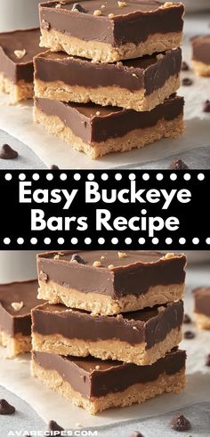 easy buckeye bar recipe made with chocolate and peanut butter, it's so good to eat