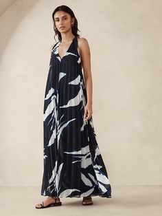 Odetta Pleated Maxi Dress | Banana Republic Women's Maxi Dresses, No Waist, Gold Outfit, Pleated Maxi Dress, Pleated Maxi, Georgette Fabric, White Dress Summer, Maxi Dress Blue, Flowing Maxi Dress