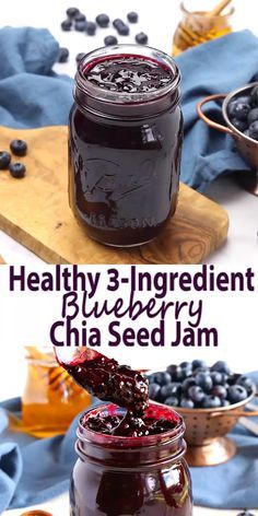 healthy 3 ingredient blueberry chia seed jam