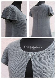 the front and back views of a knitted cardigan sweater with buttons on it