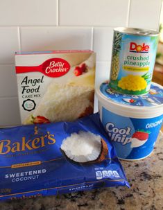 ingredients to make an ice cream cake on a counter