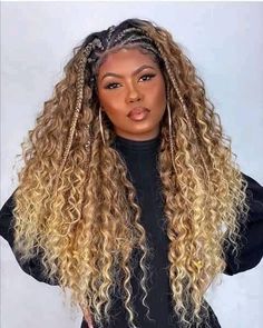 Big Box Braids Hairstyles, Blonde Curly Hair, African Hair Braiding Styles, Braided Cornrow Hairstyles, Peinados Fáciles Para Cabello Corto, Natural Hair Braids, Cornrow, Cornrow Hairstyles, African Braids Hairstyles