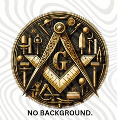 a gold and black masonic symbol with the words no background in front of an image