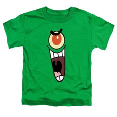 Officially Licensed Merchandise. Printed in the U.S.A. 100% Cotton High Quality Pre Shrunk Machine Washable T Shirt Design Will Not Fade, Crack or Peel After Multiple Washes. State of the Art Digitally Printed Clothing. Made to Order. Takes 2-5 Business Days to Make to Perfection. Size Chart Spongebob Plankton, Spongebob Squarepants, Kelly Green, T Shirt Design, Shirt Design, Green, T Shirt, Design