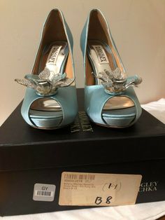 Badgley Mischka women's shoes, 6 M US, Cleone Peep-Toe Pump, Nile Blue. Condition is "New with box". Shipped with USPS Parcel Select Ground. Ferragamo Flats, Badgley Mischka, Salvatore Ferragamo Flats, Salvatore Ferragamo, Women's Shoes, Pumps, Women Shoes, Blue