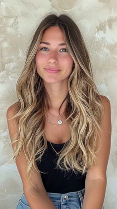 Very Low Maintenance Blonde, Brown Balayage Hair With Blonde, Brown Hair With Blonde Highlights Low Maintenance, Smoky Hair Color Blondes, Low Balayage Blonde, Brunette With Blond Balayage, Brown Roots Blended Into Blonde, Hair Coloring Ideas For Blondes, Brunet To Blonde Balayage