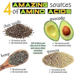 ▶4 Amazing Sources of Amino Acids ▫️ Amino acids play a crucial role in almost every biological process in the body. They are the building material of protein. ▫️ 💚 The body can produce many of the amino acids on its own, but essential ones needed from food are histidine, isoleucine, leucine, lysine, methionine, phenylalanine, threonine, tryptophan and valine. ▫️ 💪🏼 Tasks for amino acids are for example storing and transferring nutrients. They are involved in metabolism, essential for wound h Amino Acids Food, Plant Based Protein Sources, Plant Based Nutrition, Healthy Clean Eating, Building Material, Health Knowledge, Holistic Nutrition, Amino Acid, Food Facts