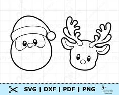 santa claus and reindeer head svg files