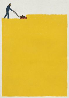 a man pulling a suitcase on top of a yellow field next to a red dog