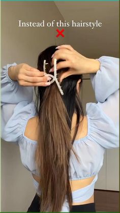 Try this claw clip hairstyle instead! . . . #hair #tutorial #clawclip #hairstyle #hairstyles #fashion #new #review #brownhair #balayage #howto #hairdo #beauty #hacks Jaw Clip Hairstyles, Quick Hairdos, Simply Hairstyles, Lazy Girl Hairstyles, Hair Clip Hairstyles, Claw Clip Hairstyle, Clip Hairstyle, Long Hair Clip, Nurse Hairstyles