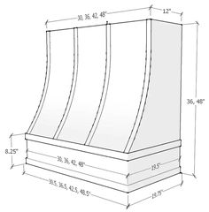 a drawing of an oven hood with measurements