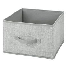 a gray fabric storage bin with handles