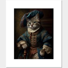 a painting of a cat dressed as a pirate