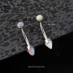 pair of opalite earrings on black background