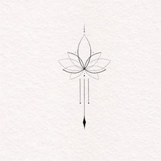 a black and white drawing of a lotus flower with arrows on it's side