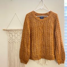 New With Tags. No Flaws. Really Soft And Comfortable Knit. Color Is A Mustard Yellow. Yellow Sweater Aesthetic, Mustard Clothes, Mustard Yellow Sweater, Mustard Sweater, Chunky Cable Knit Sweater, Bodycon Sweater, Blue Knit Sweater, Hollister Sweater, Grey Crewneck