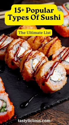 types of sushi with pictures | types of sushi rolls | Different Types of Sushi | What are the 3 main types of sushi | summer dinner recipes | healthy lunch ideas | dinner ideas | breakfast ideas | easy healthy dinner recipes Cooked Sushi Rolls, Easy Sushi Rolls, Best Sushi Rolls, Types Of Sushi Rolls, Sushi Fillings, Breakfast Sushi, Shrimp Tempura Roll, Tempura Roll, Healthy Sushi