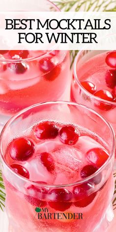 the best cocktails for winter with cherries in glasses and text overlay that reads,