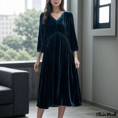 Olivia Mark - Velvet Dress Velvet Dress For Women, Silk Velvet Dress, Velvet Cocktail Dress, Silk Velvet, Dress For Women, Olivia Mark, Velvet Dress, Dark Green, Evening Dresses