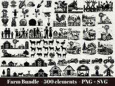 farm bundle - 500 elements png and svg