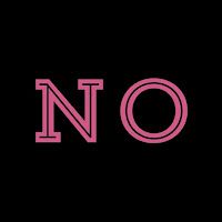 the word no is written in pink on a black background