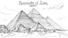 the pyramids of giza are depicted in this drawing