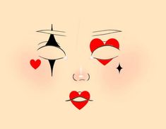 Queen If Hearts Makeup, Red Queen Makeup Alice In Wonderland, Cute Queen Of Hearts Makeup, Queen Hearts Makeup, Halloween Makeup Drawing, Easy Queen Of Hearts Makeup, Queen Of Cards Makeup, Halloween Queen Of Hearts Costume, Easy Heart Makeup