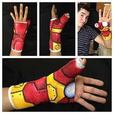 the hand is decorated with an iron man glove