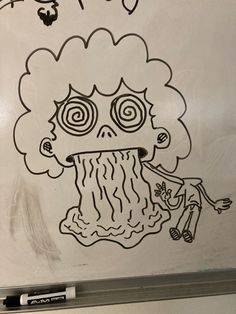 a drawing of a jellyfish on a whiteboard