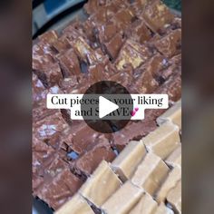 a plate full of cut pieces of chocolate with the words cut prices and 3 vf